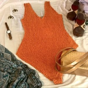 burnt orange knitted bodysuit by MISSGUIDED TALL